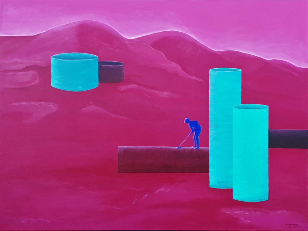 Zapętlenie, 120x90cm, akryl na płótnie, 2023